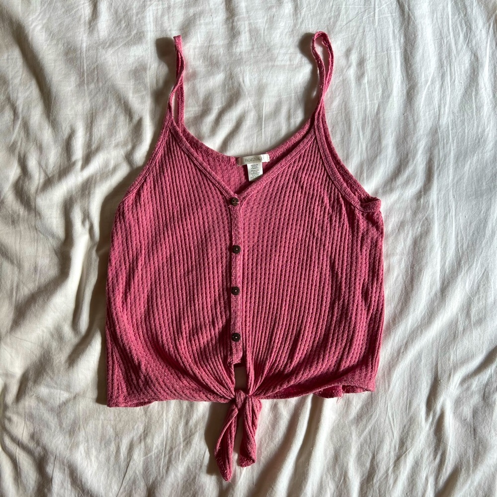 Bozzolo pink tie crop tank top womens medium
